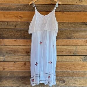 Young Threads Boho Vintage White Midi Dress